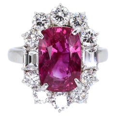 Platinum Ruby Diamond Ring Womens Size 6.75 Cocktail Mozambique