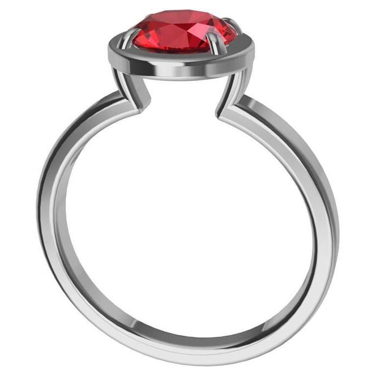 En vente :  Bague de fiançailles en platine avec rubis