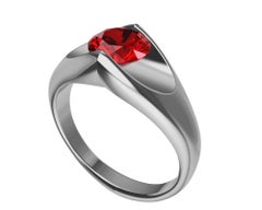 Platinum Ruby Soft V Sculpture Ring