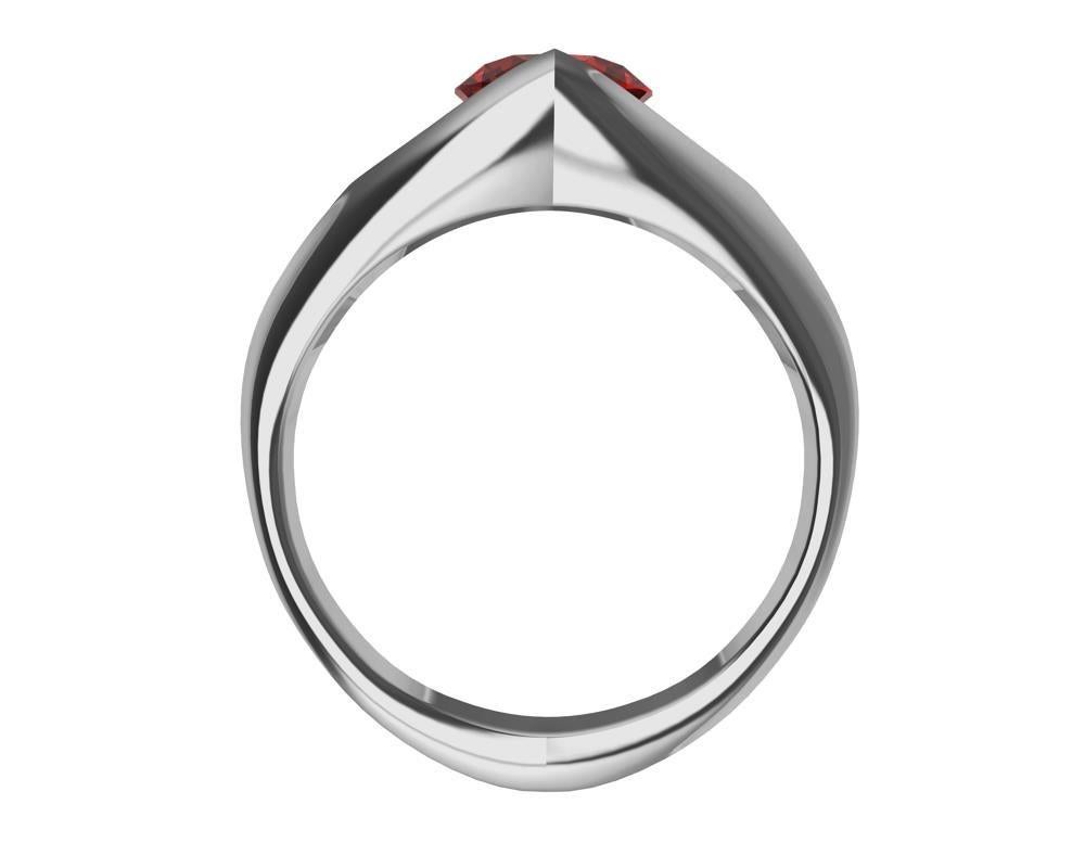 For Sale:  Platinum Ruby Soft V Sculpture Ring 6