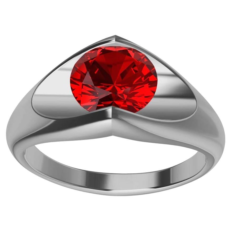 For Sale:  Platinum Ruby Soft V Sculpture Ring