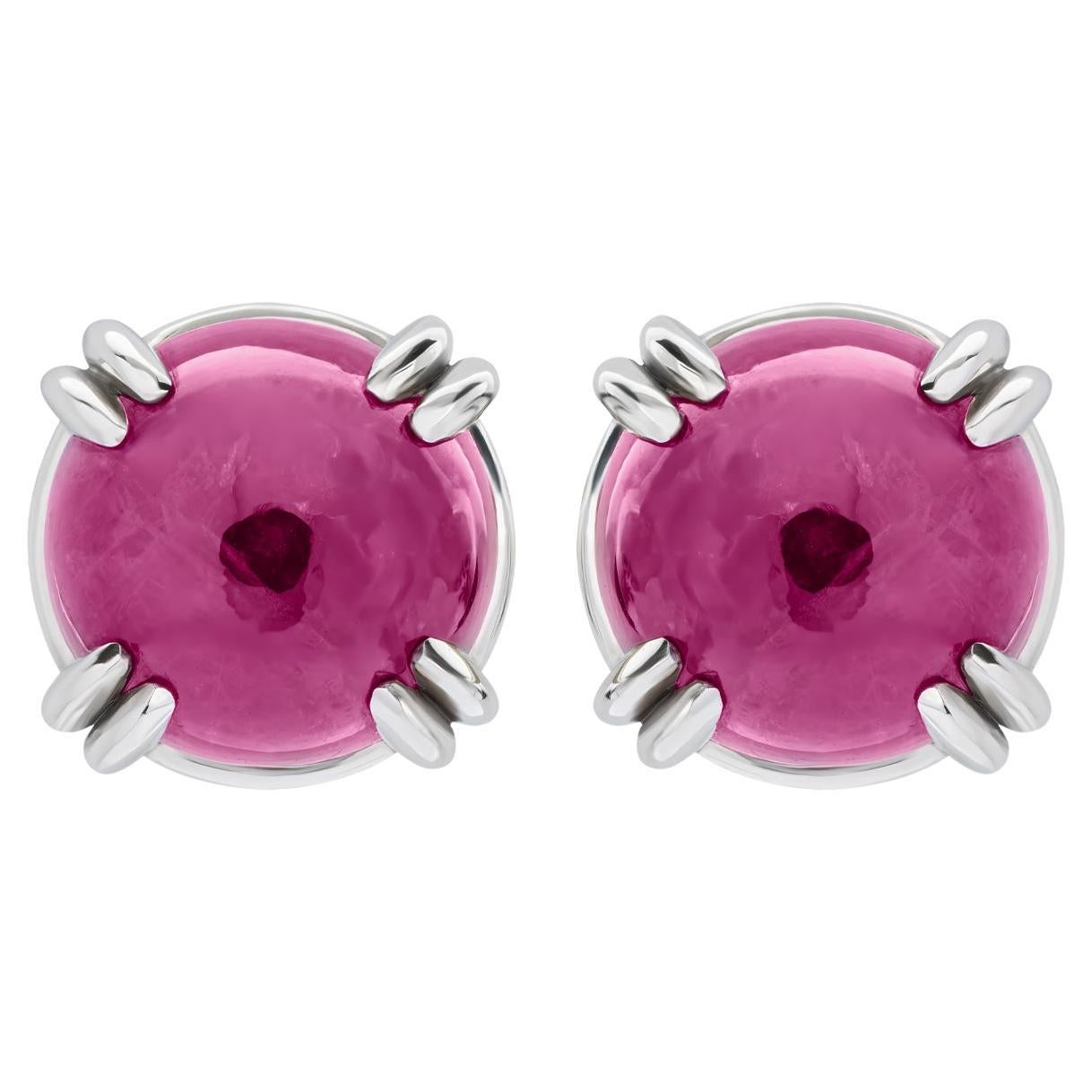 Platinum Ruby Stud Earrings, 3.16 Carats For Sale