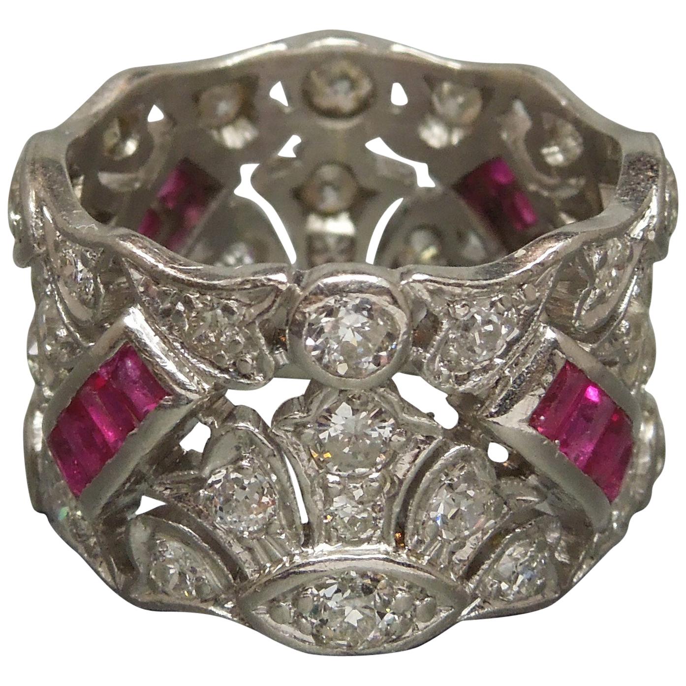 Platinum Ruby Tiara Eternity Band