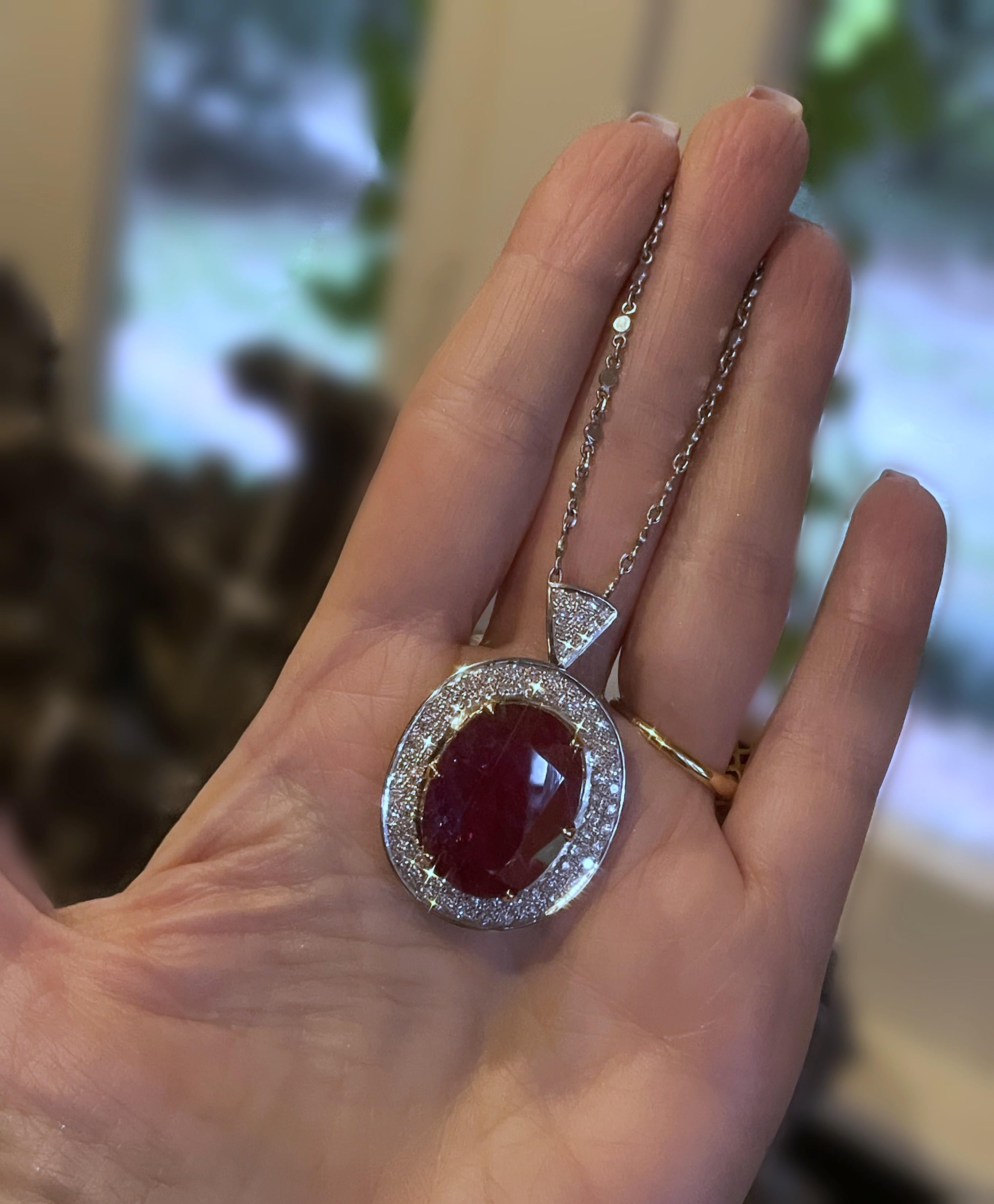 Collana di platino con diamanti non riscaldati GIA 18K Ciondolo Nature enormi 27,57 carati! in vendita 6