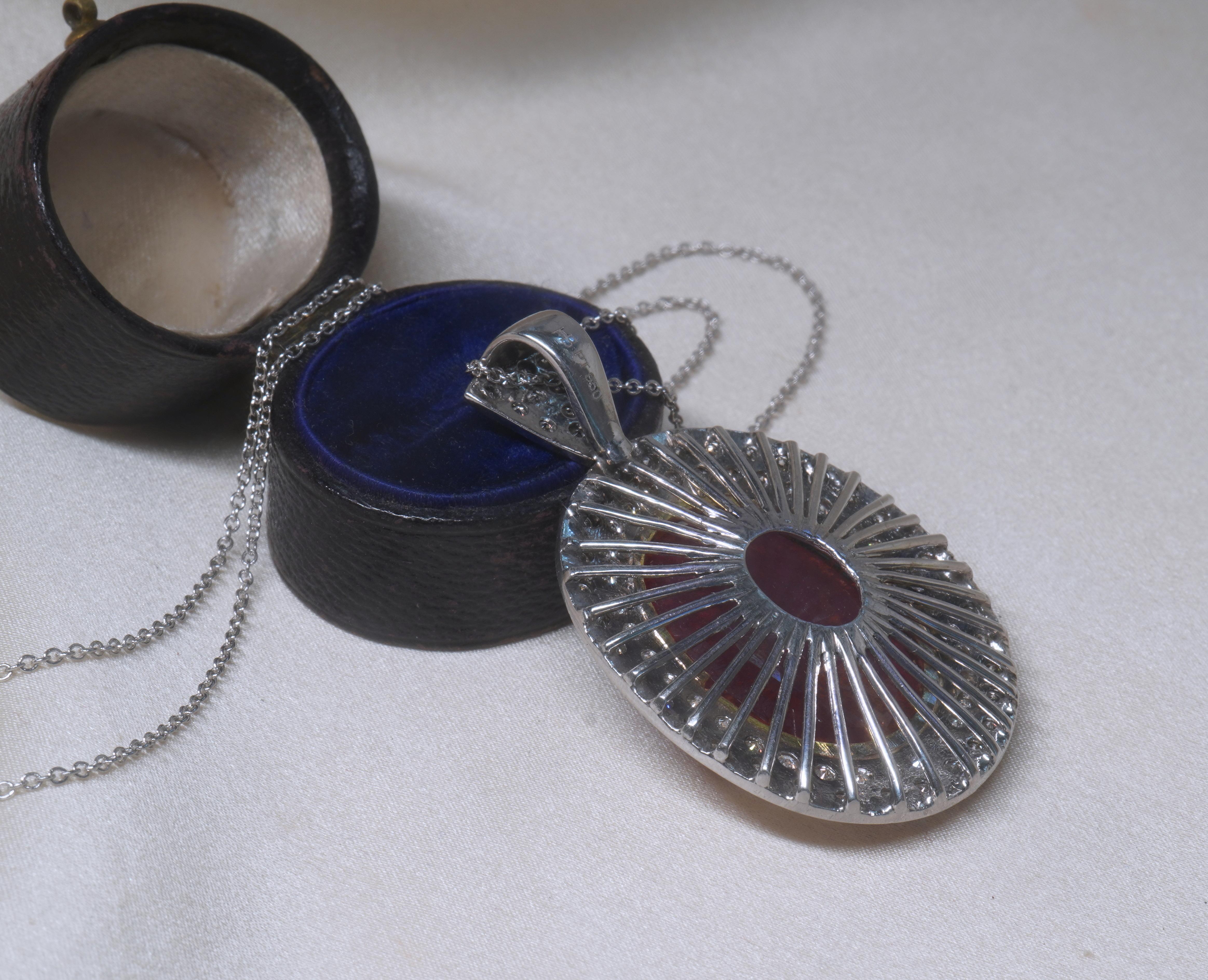 Collana di platino con diamanti non riscaldati GIA 18K Ciondolo Nature enormi 27,57 carati! in vendita 3