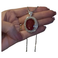 Collana di platino con diamanti non riscaldati GIA 18K Ciondolo Nature enormi 27,57 carati!