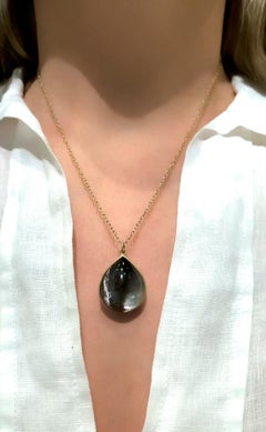 Platinum Rutilated Quartz Yellow Gold Pendant Drop Necklace, Lola Brooks 2023