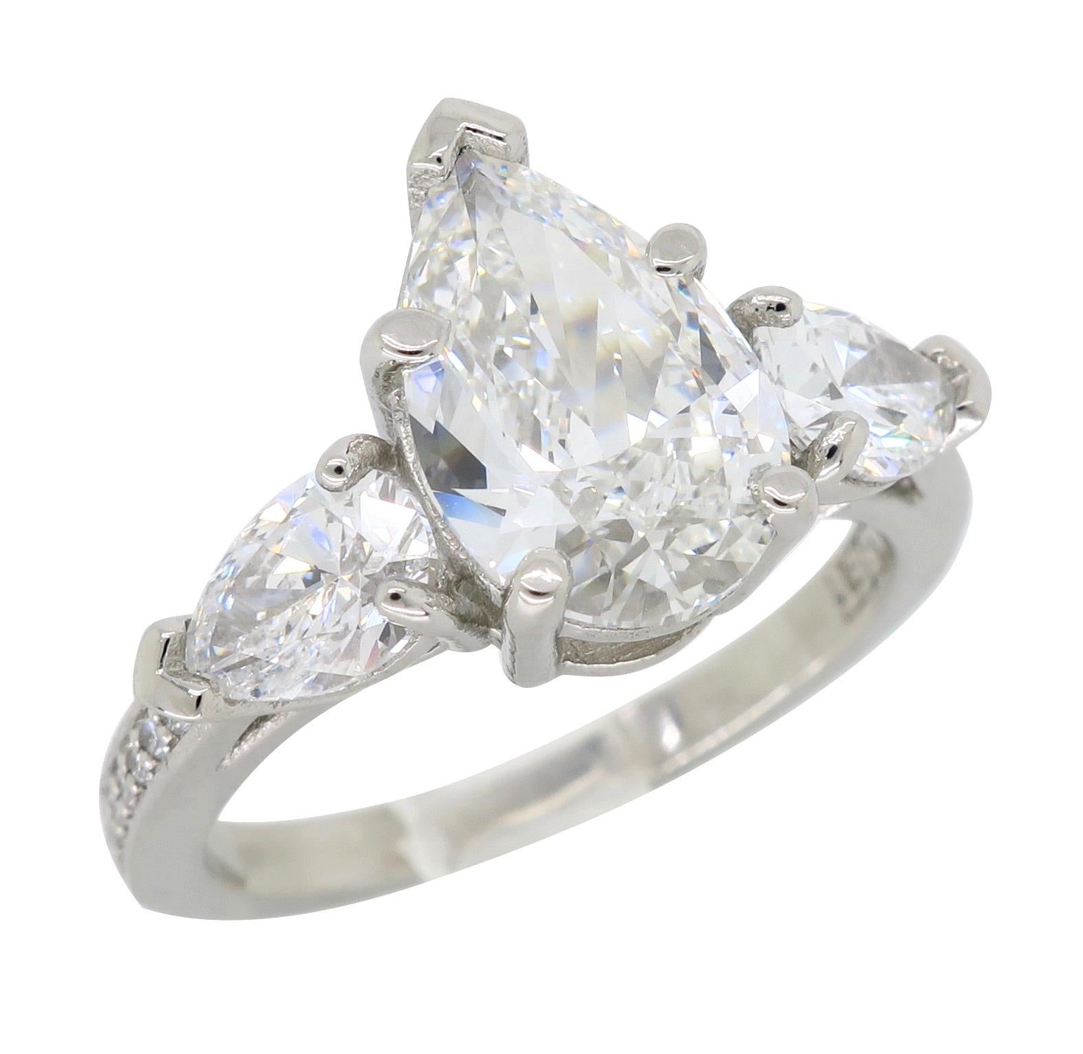 Platinum Sabet 3.21 Carat GIA Certified Pear Cut Diamond Engagement Ring 4