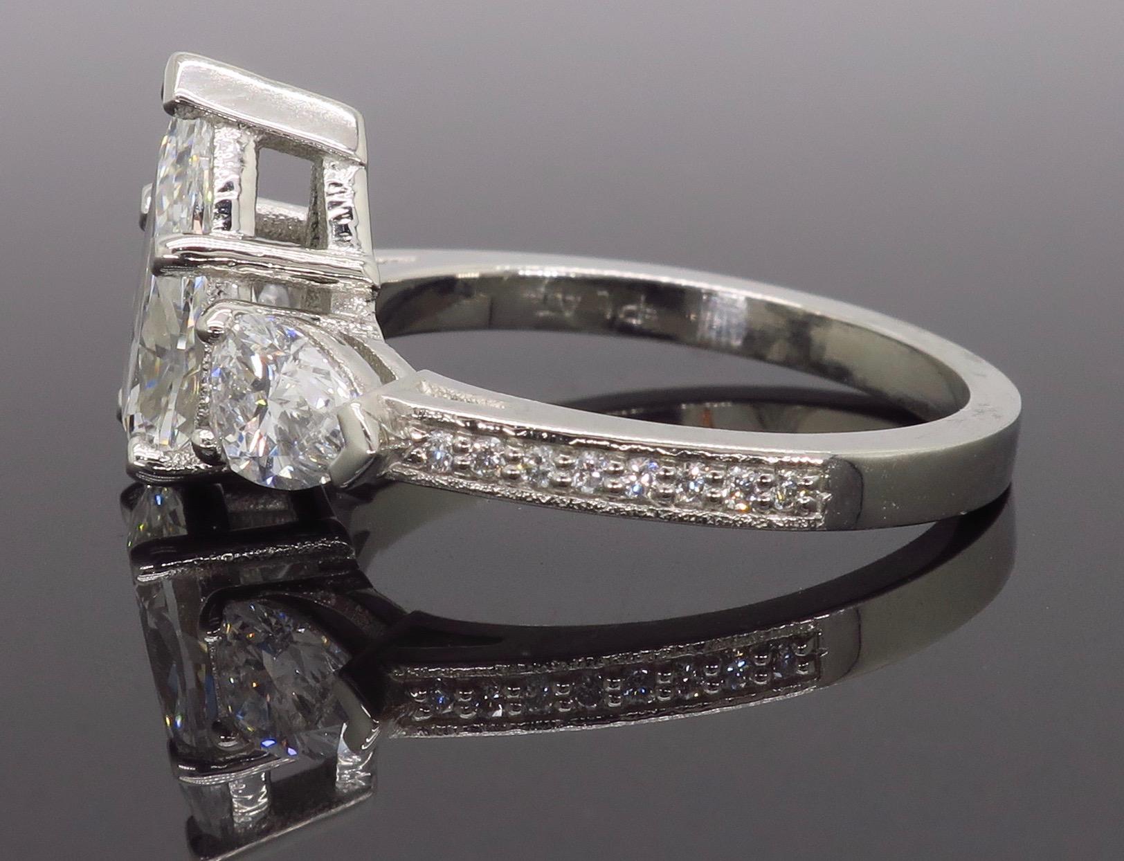 Platinum Sabet 3.21 Carat GIA Certified Pear Cut Diamond Engagement Ring In Excellent Condition In Webster, NY