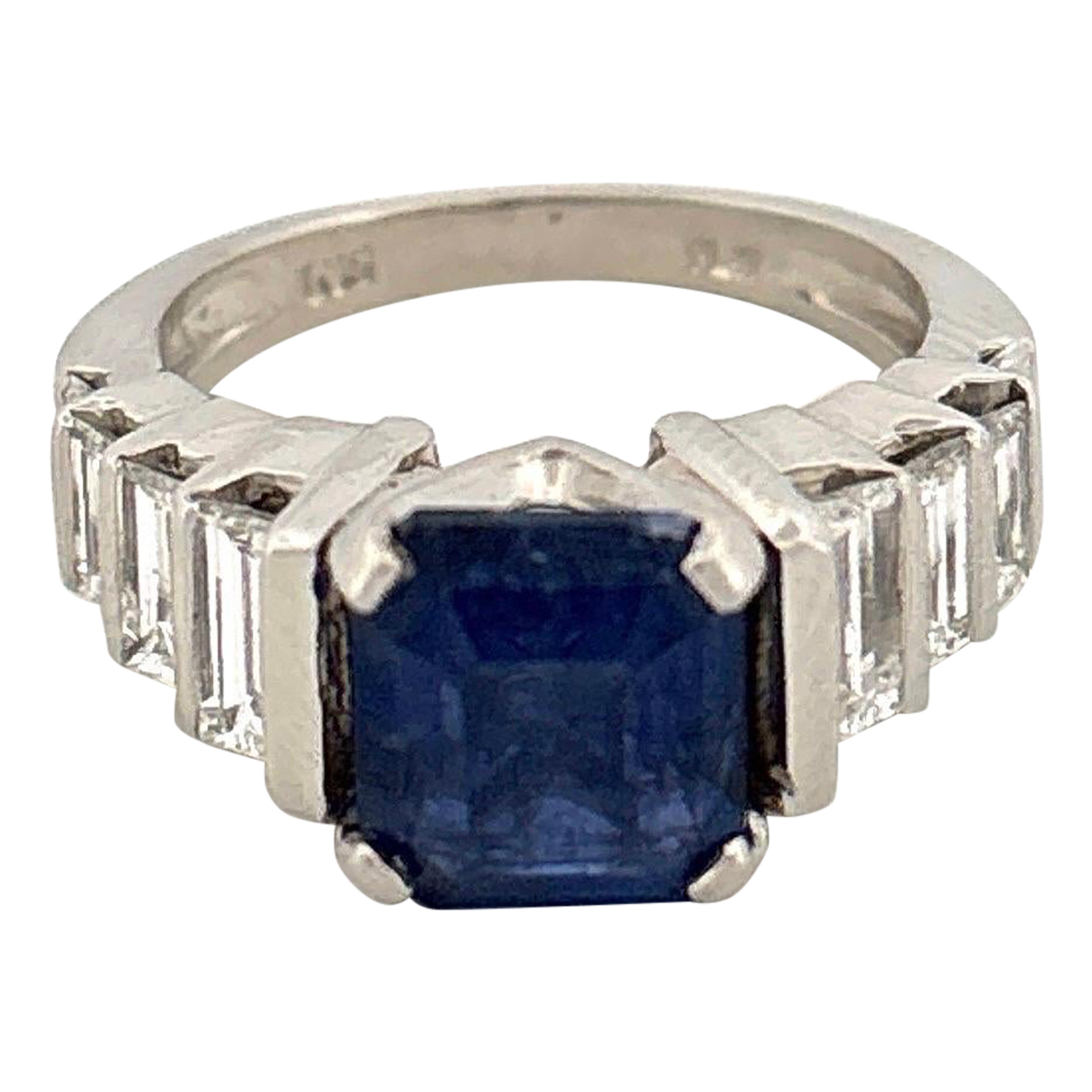 Platin Saphir 3.21CT 
0.80CT Diamant Ring im Angebot