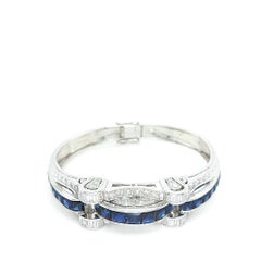 Platinum Sapphire 5.6ct and 5.09ct Diamond Bangle
