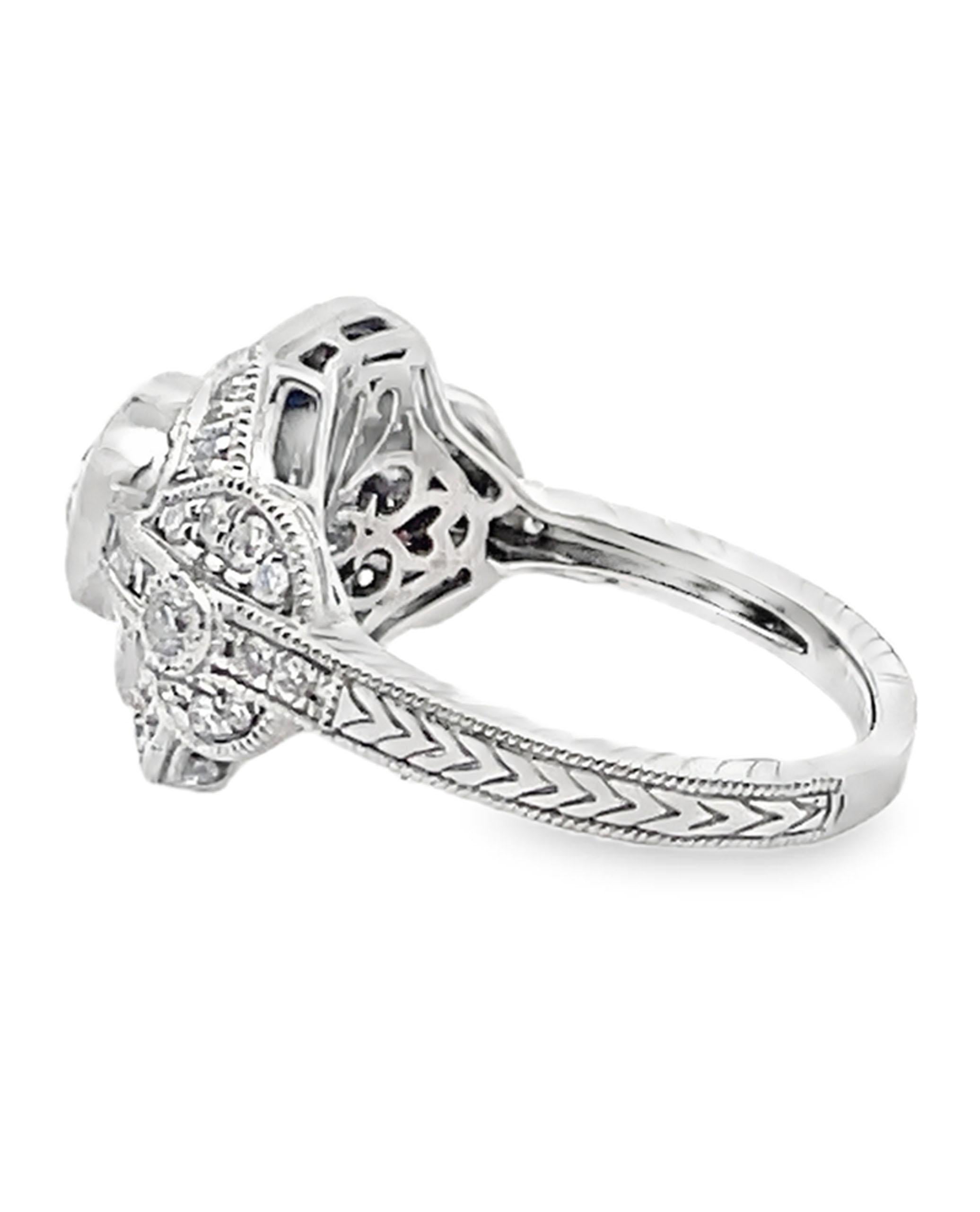 Platin Saphir und Diamant Art Deco Ring (Art déco) im Angebot