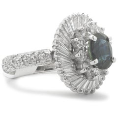 Platinum Sapphire and Diamond Ballerina Ring