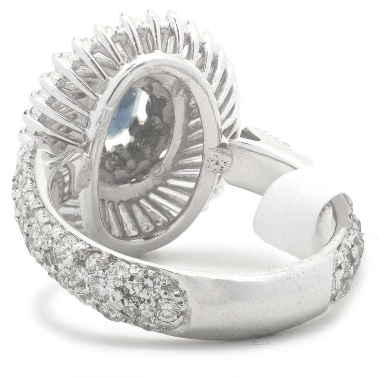 Oval Cut Platinum Sapphire and Diamond Ballerina Ring For Sale
