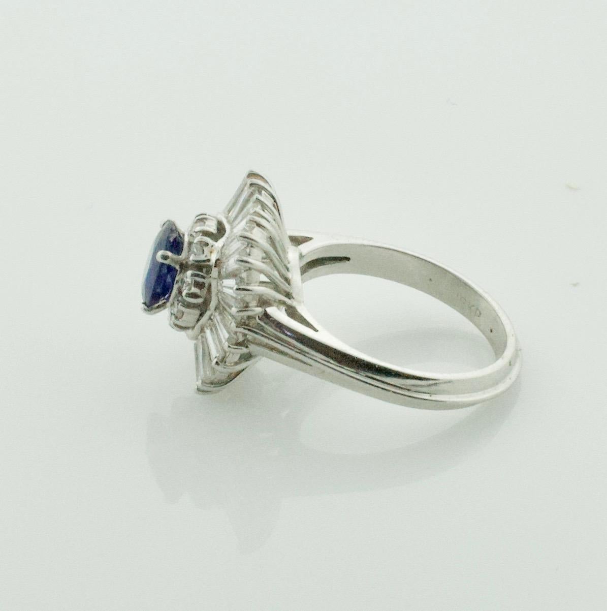 18K White Gold Sapphire and Diamond Ballerina Ring In New Condition For Sale In Wailea, HI