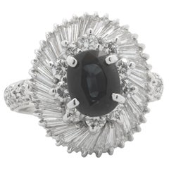 Platinum Sapphire and Diamond Ballerina Ring