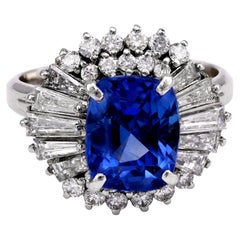 Vintage Platinum, Sapphire, and Diamond Ballerina Ring