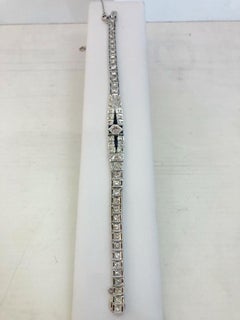 Vintage Platinum Bracelet with 2.25 Ct Diamonds and Sapphires, Italy 1930s