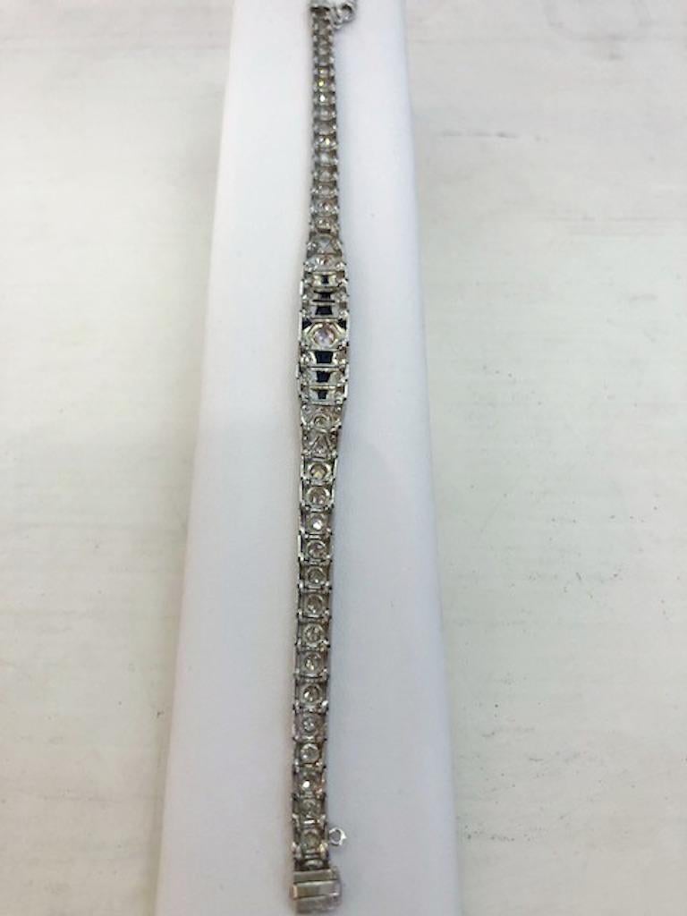 Brilliant Cut Platinum Sapphire and Diamond Bracelet For Sale