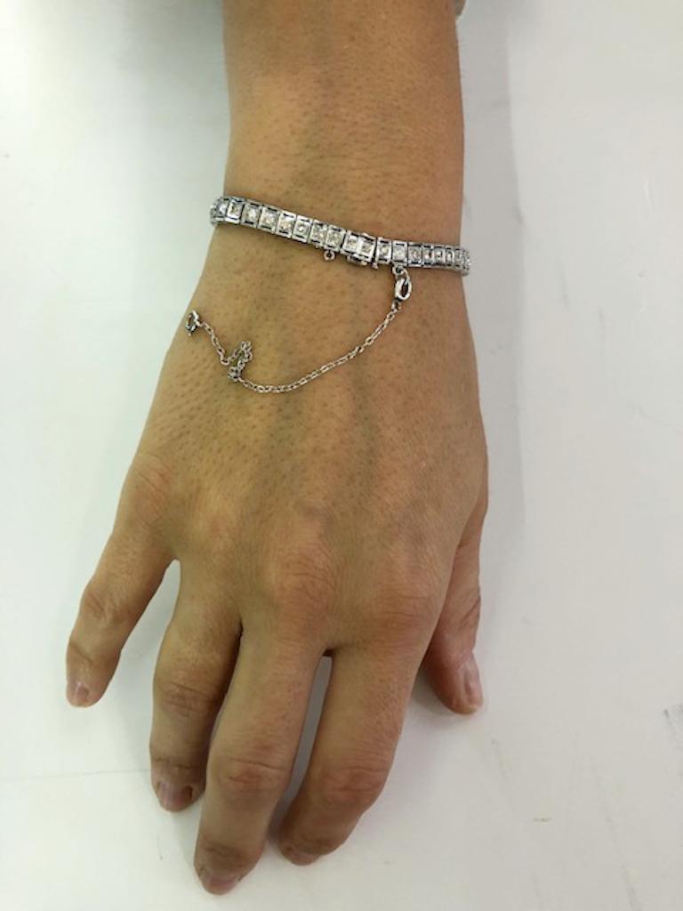 Platinum Sapphire and Diamond Bracelet For Sale 1