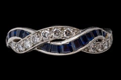 Platinum Sapphire and Diamond Braided Band Ring