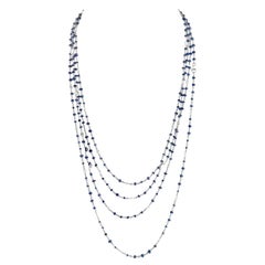 Platinum Sapphire And Diamond By The Yard 80 Inch Chain Necklace