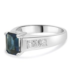 Platinum Sapphire and Diamond Channel Set Ring