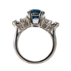 Platinum Sapphire and Diamond Cluster Ring