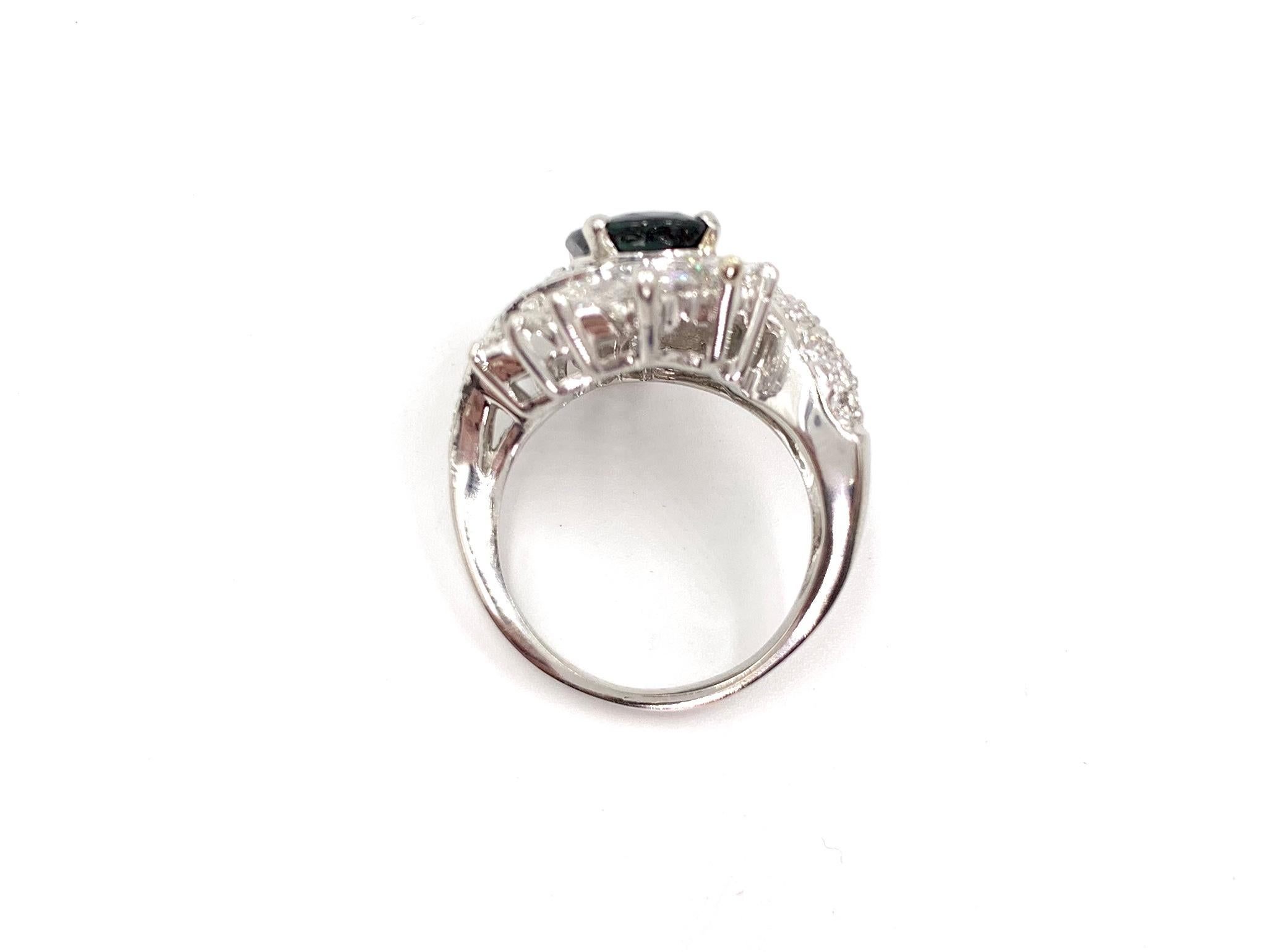 Platinum Sapphire and Diamond Cocktail Ring For Sale 1