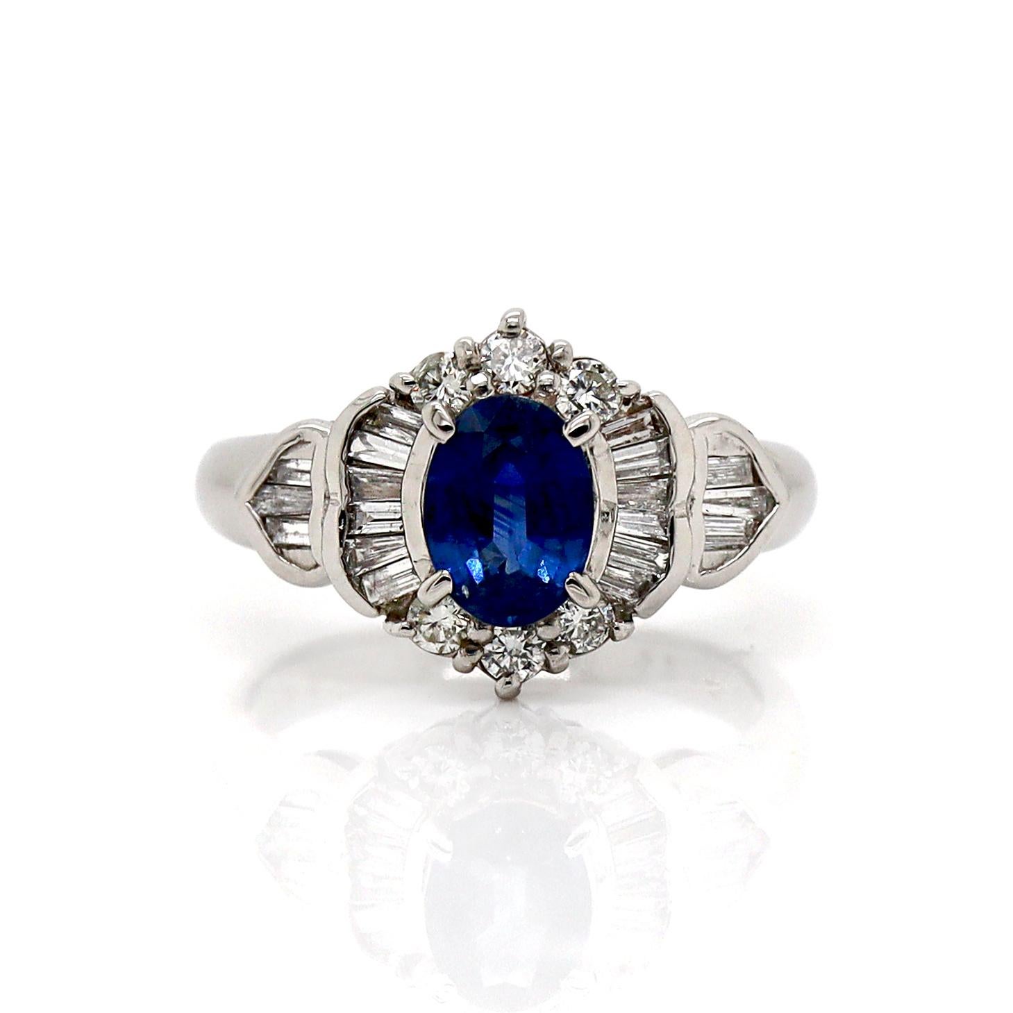 Platin Saphir und Diamant Kleidring im Angebot 1