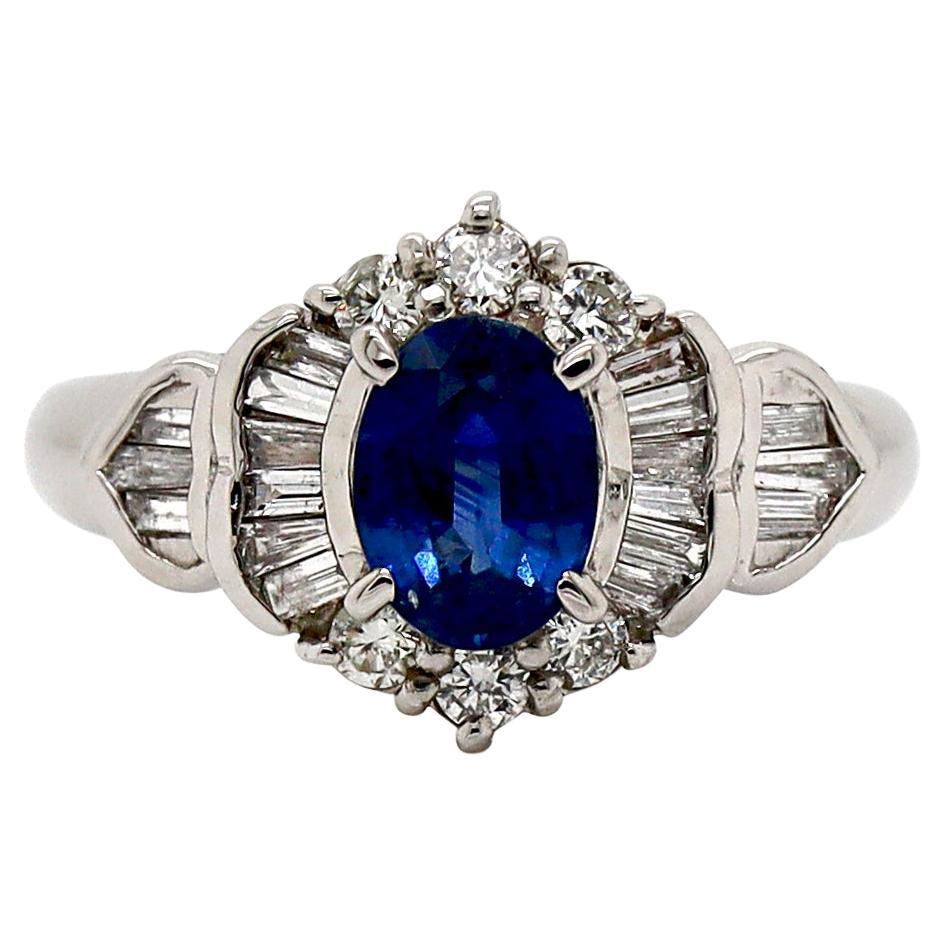Platinum Sapphire And Diamond Dress Ring