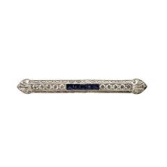 Platinum Sapphire and Diamond Filigree Brooch/Pin #21768