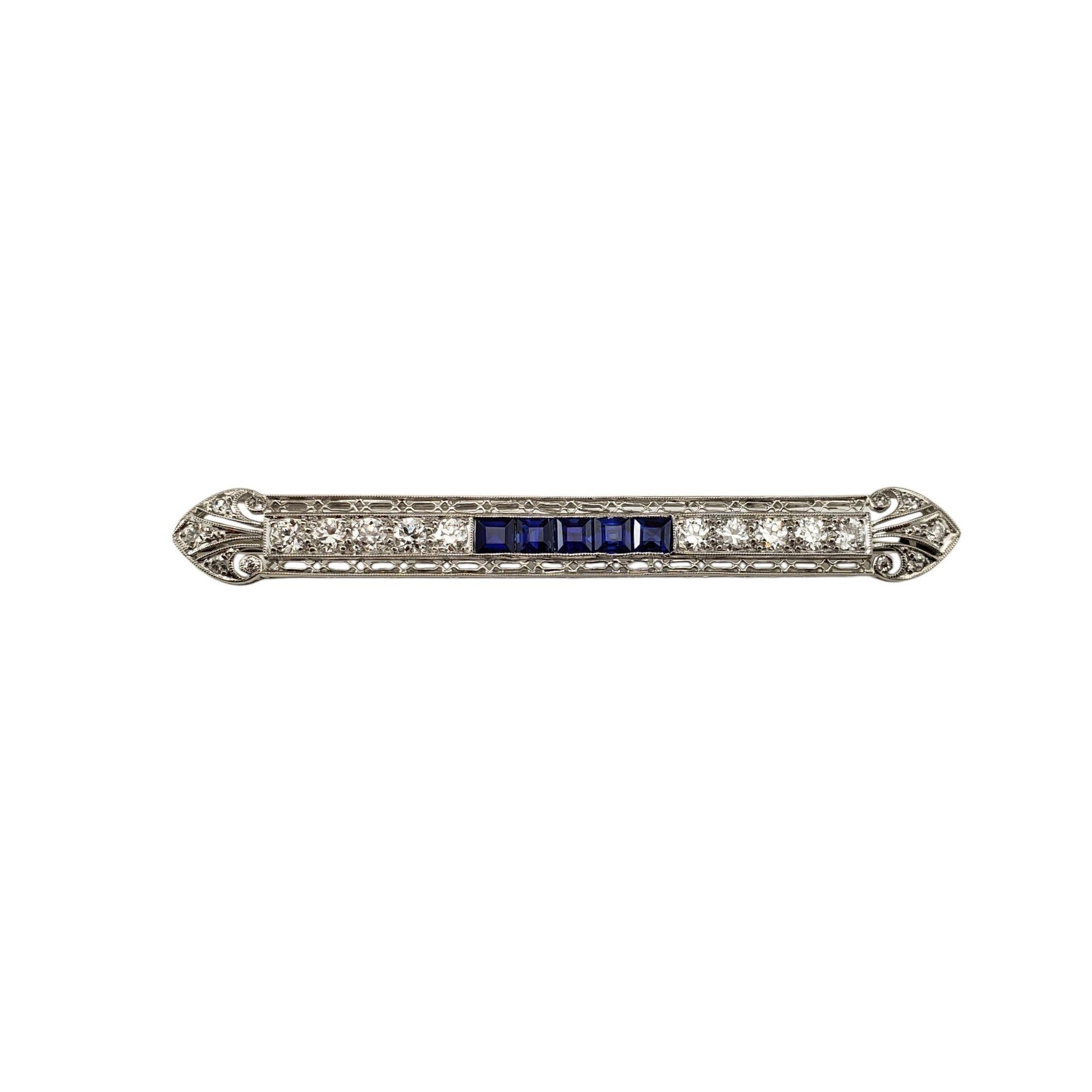 Broche/alfiler de platino con filigrana de zafiros y diamantes #21768
