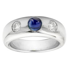 Platinum Sapphire and Diamond Gypsy Ring