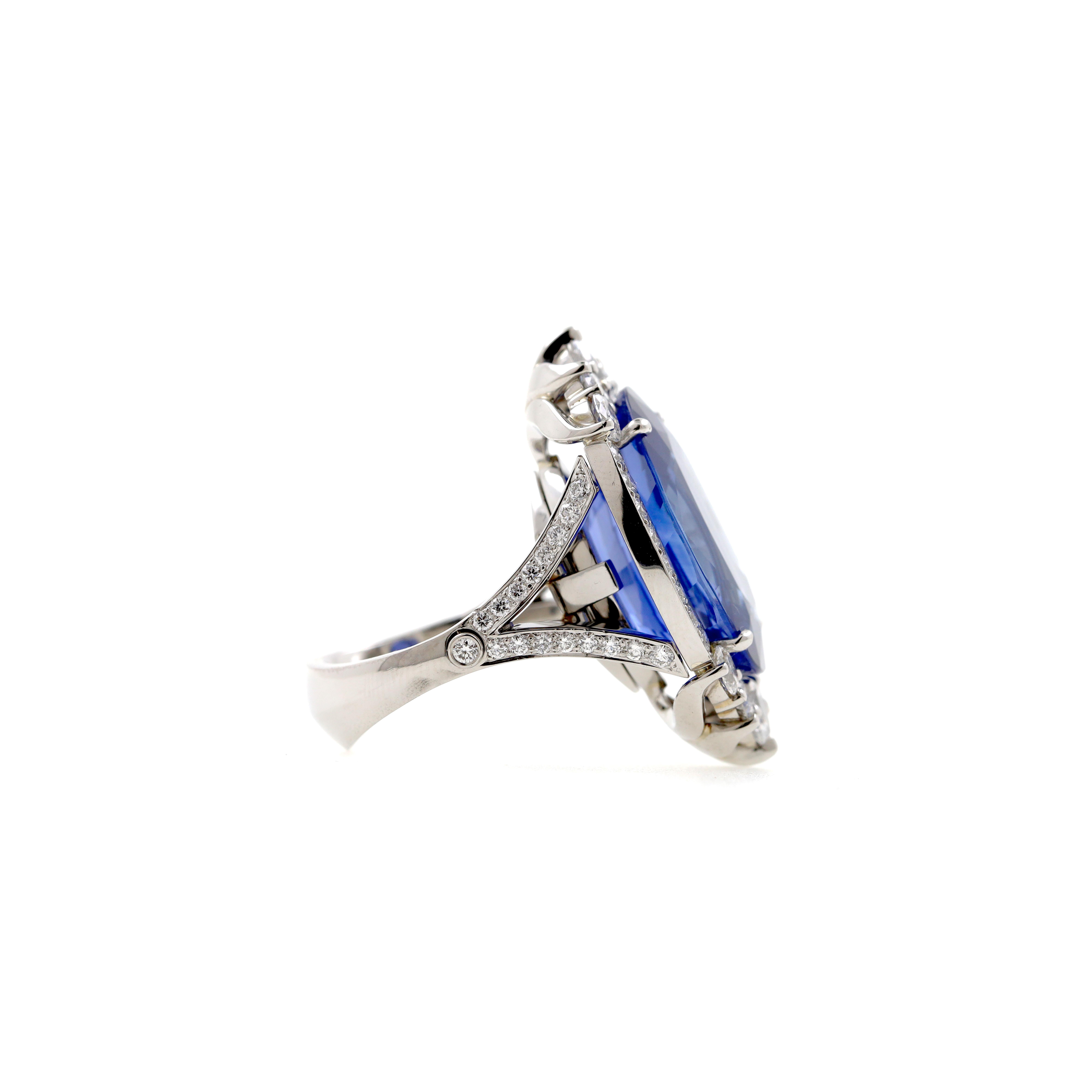 For Sale:  Platinum Sapphire and Diamond Halo Pendant/Ring 2