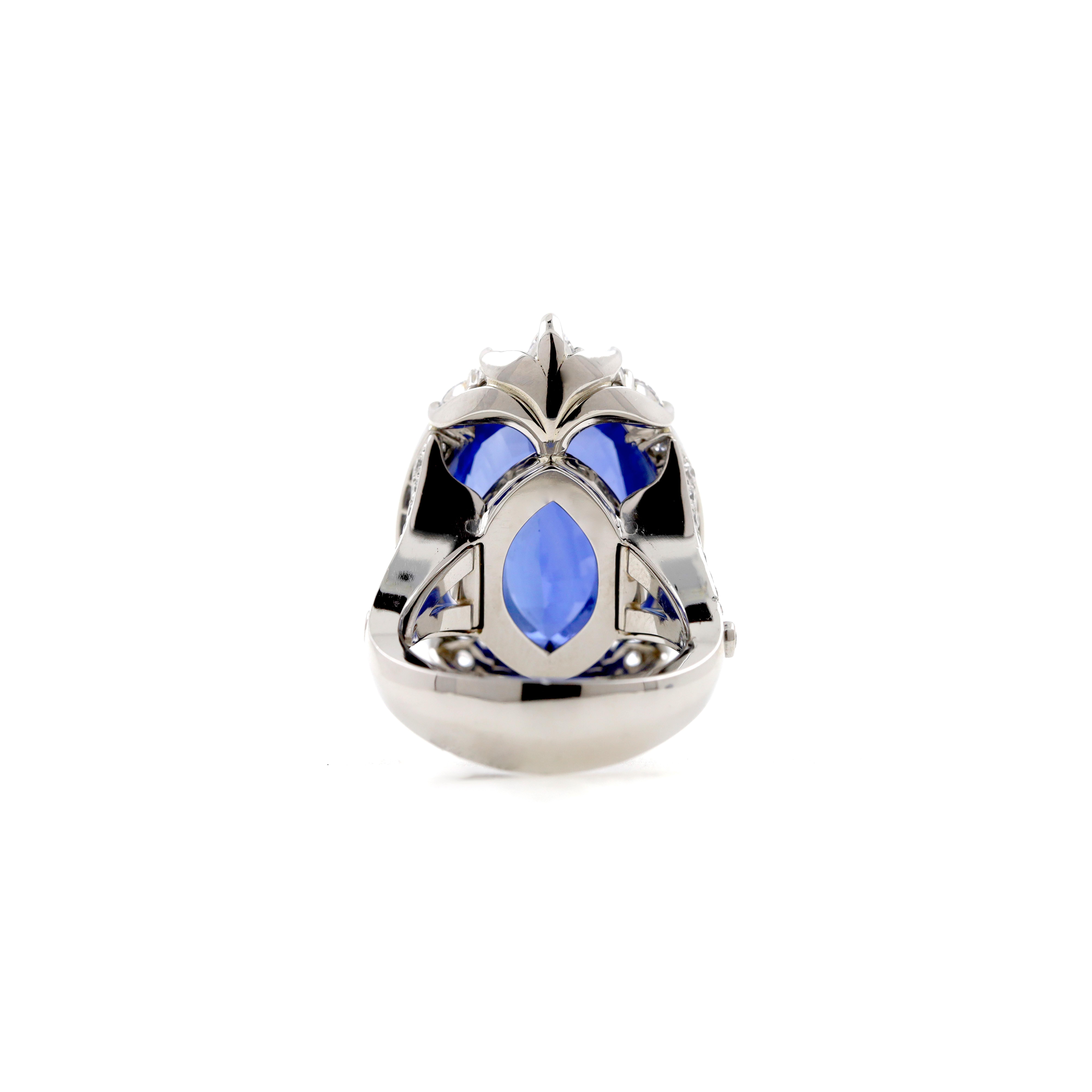 For Sale:  Platinum Sapphire and Diamond Halo Pendant/Ring 4