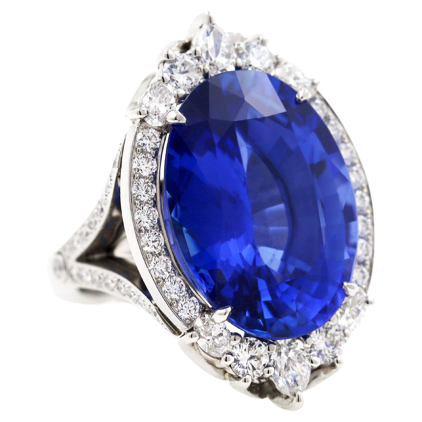 For Sale:  Platinum Sapphire and Diamond Halo Pendant/Ring