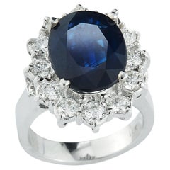 Platinum Sapphire and Diamond Halo Ring