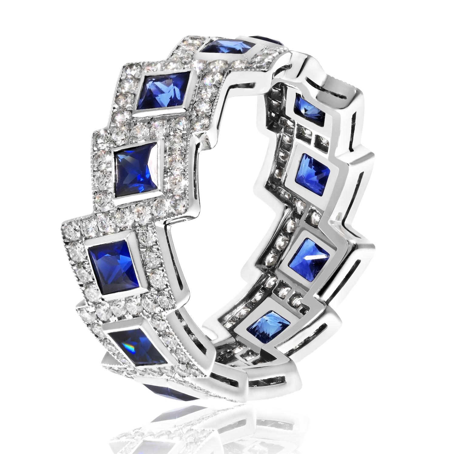 Bracelet d'anniversaire pour dames en platine, saphir et diamant Neuf - En vente à New York, NY