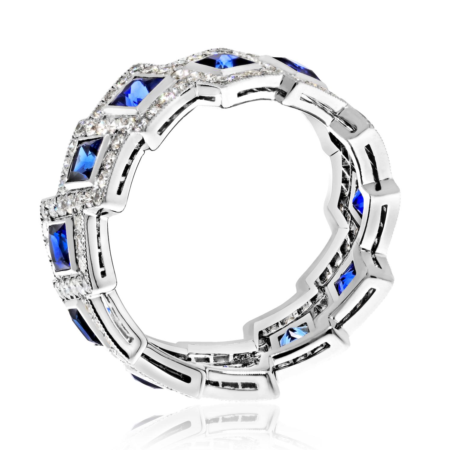 Bracelet d'anniversaire pour dames en platine, saphir et diamant Pour femmes en vente