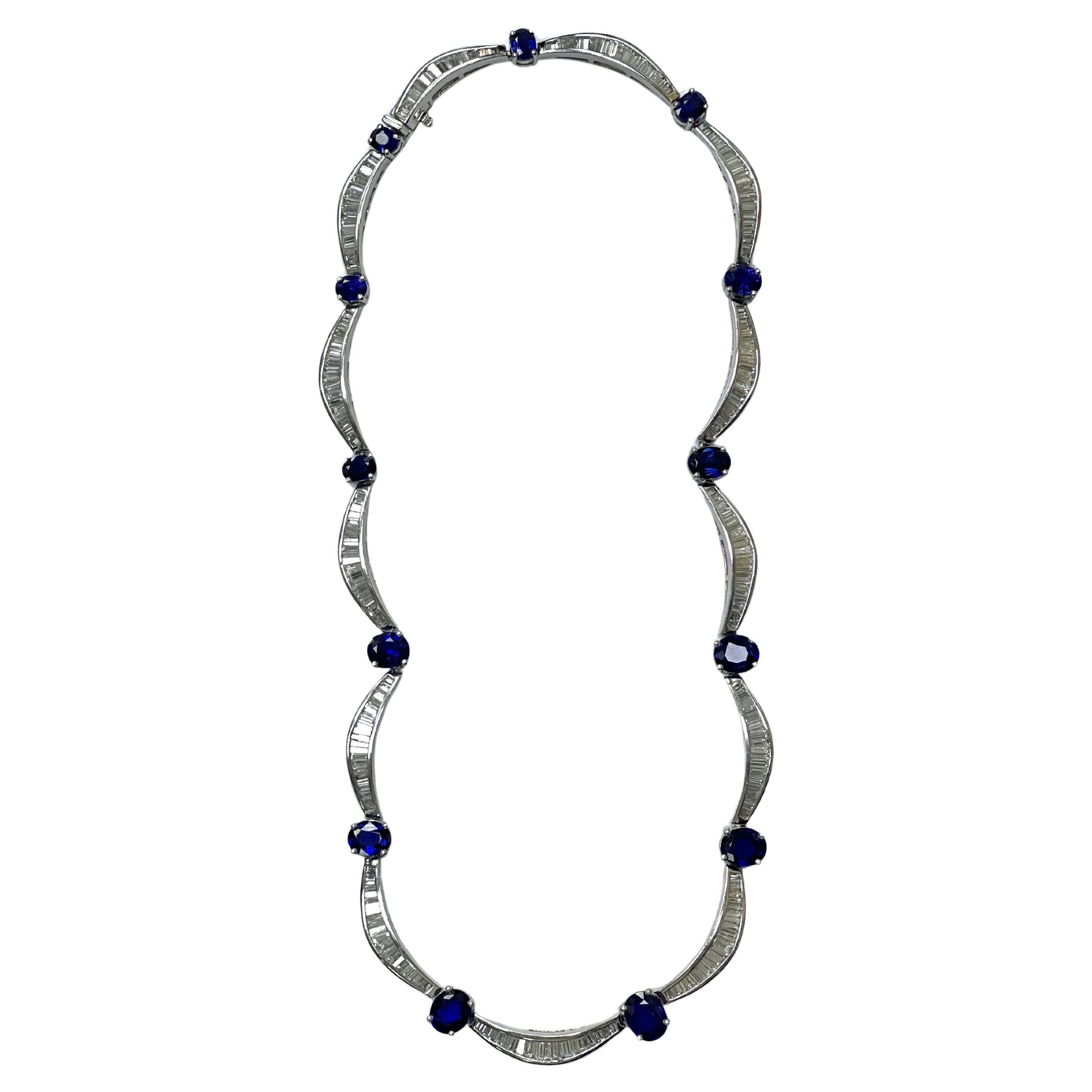 Platinum, Sapphire and Diamond Necklace