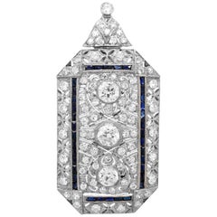 Antique Platinum, Sapphire and Diamond Pendant-Brooch
