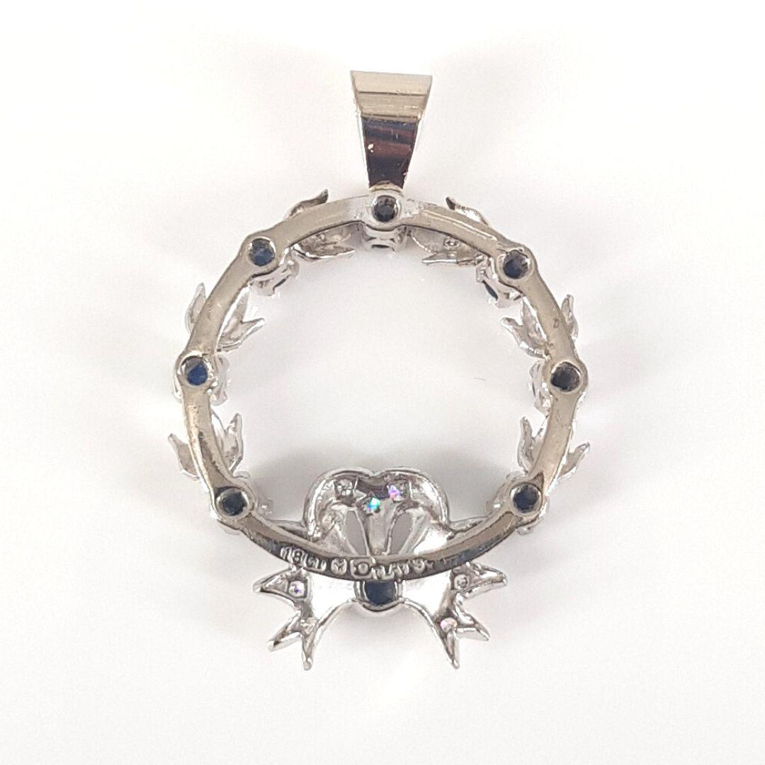 Round Cut Platinum Sapphire and Diamond Pendant