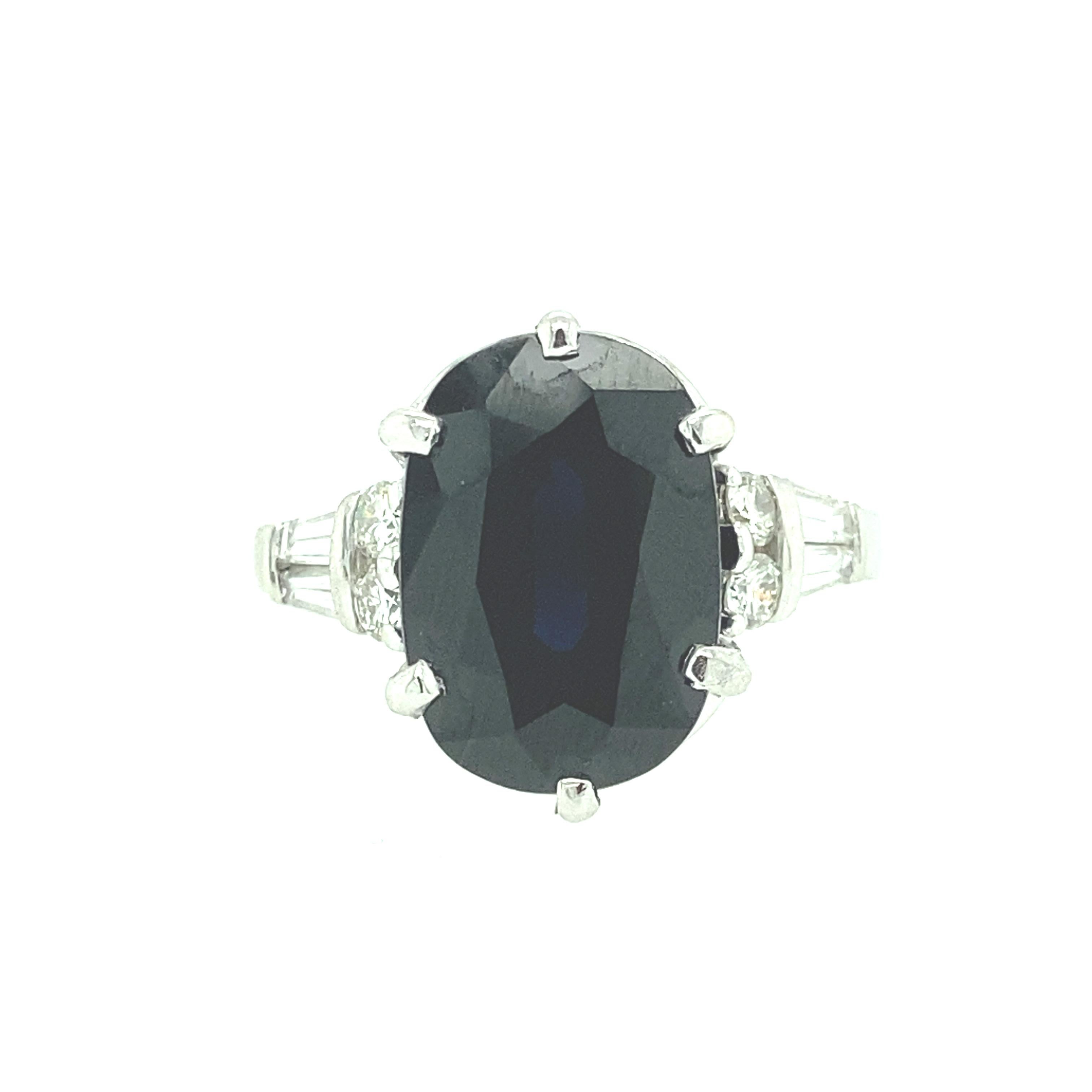 Contemporary Art Deco Platinum Sapphire and Diamond Ring