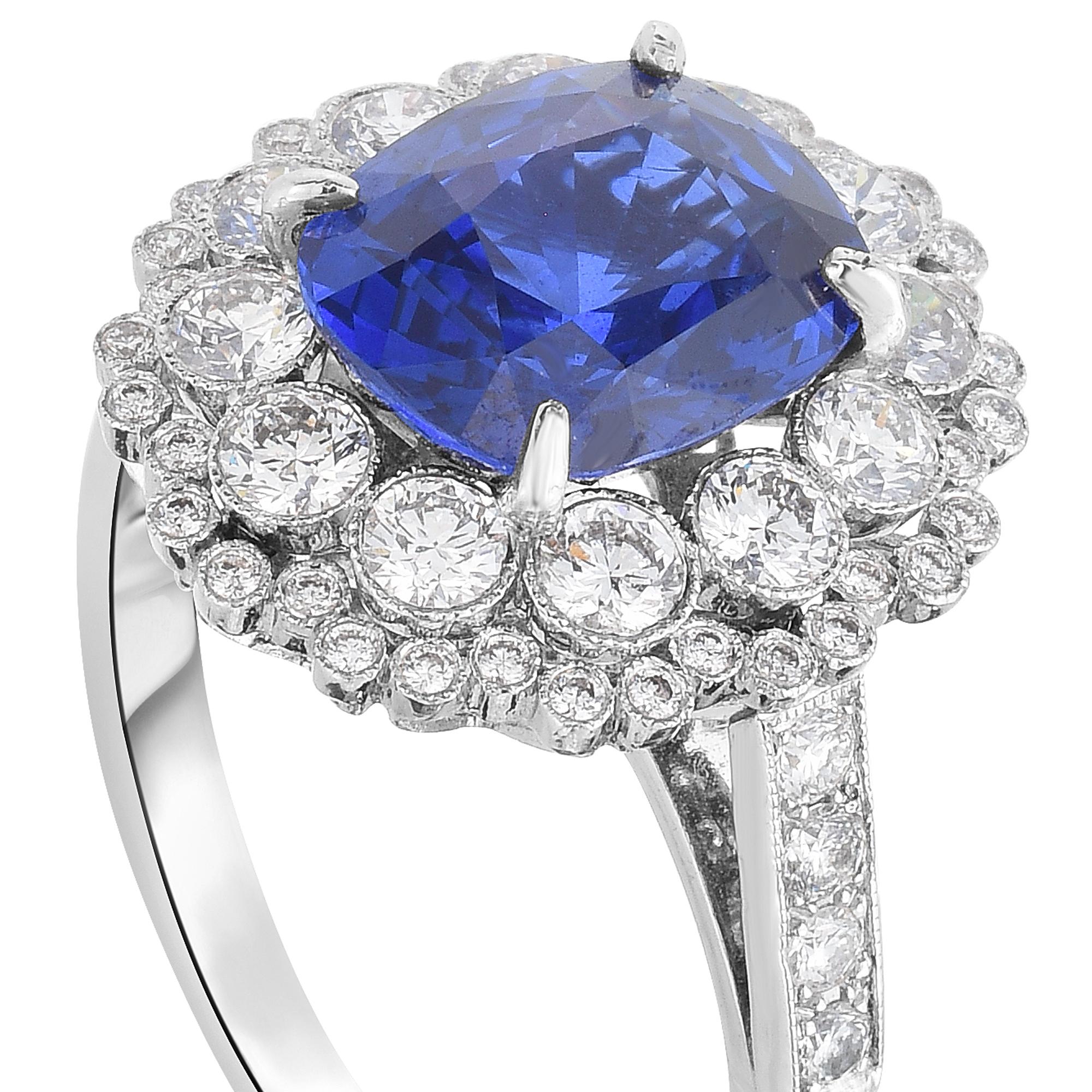 Platin-, Saphir- und Diamantring (Zeitgenössisch) im Angebot