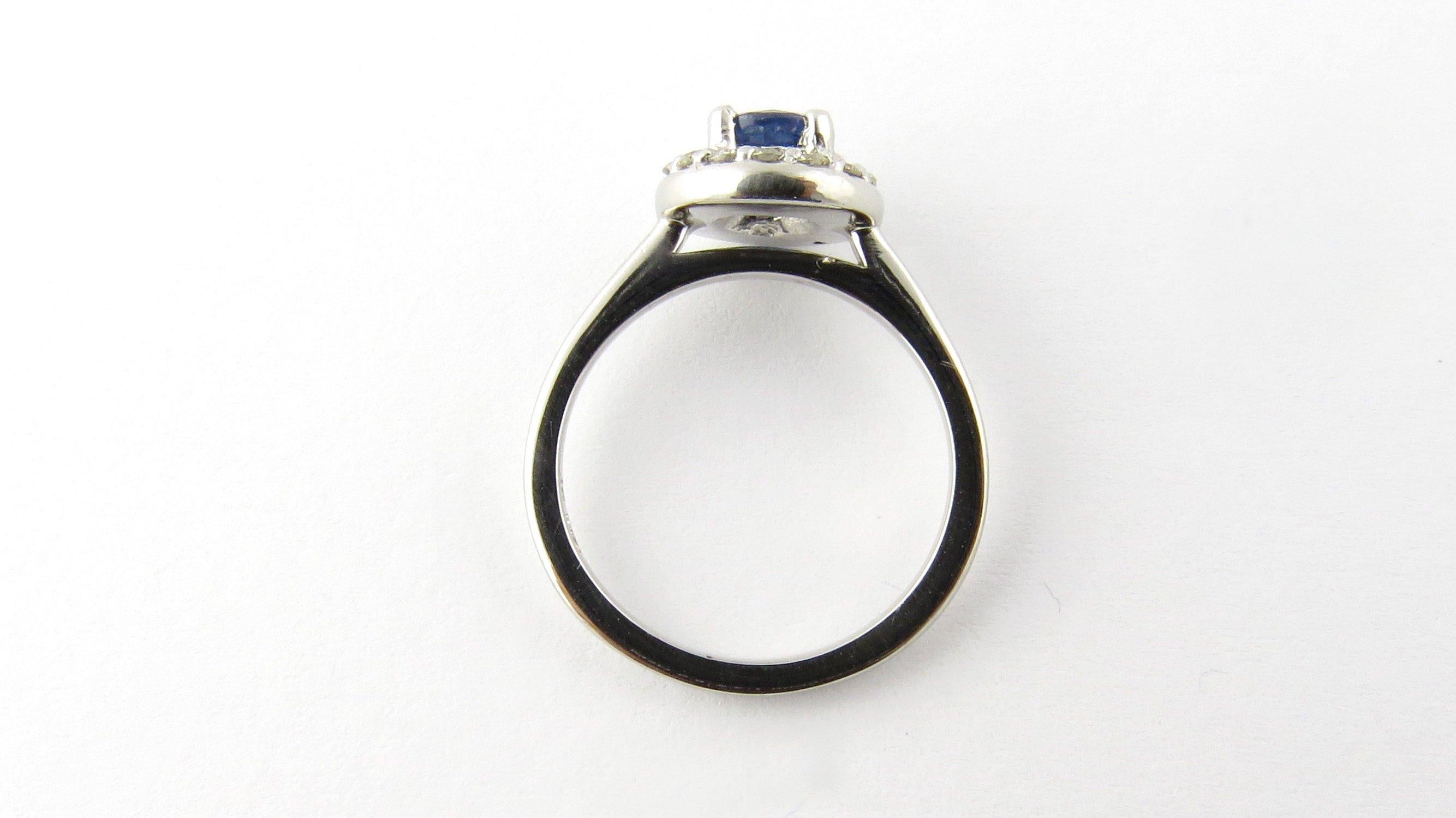 Platinum Natural Blue Sapphire and Diamond Ring Size 4.5 In Good Condition For Sale In Washington Depot, CT