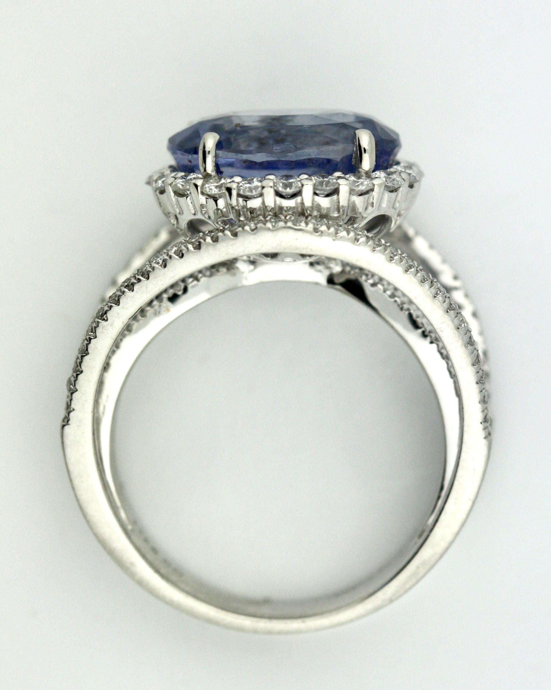 Platinum, Sapphire and Diamond Ring In Good Condition In Palm Beach, FL