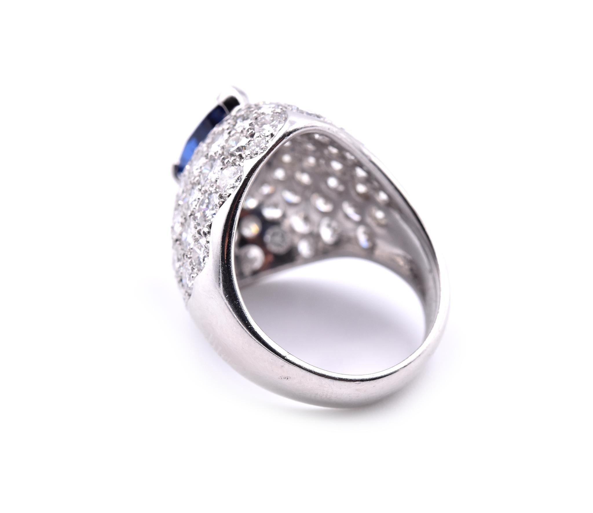 Platinum Sapphire and Diamond Ring In Excellent Condition For Sale In Scottsdale, AZ