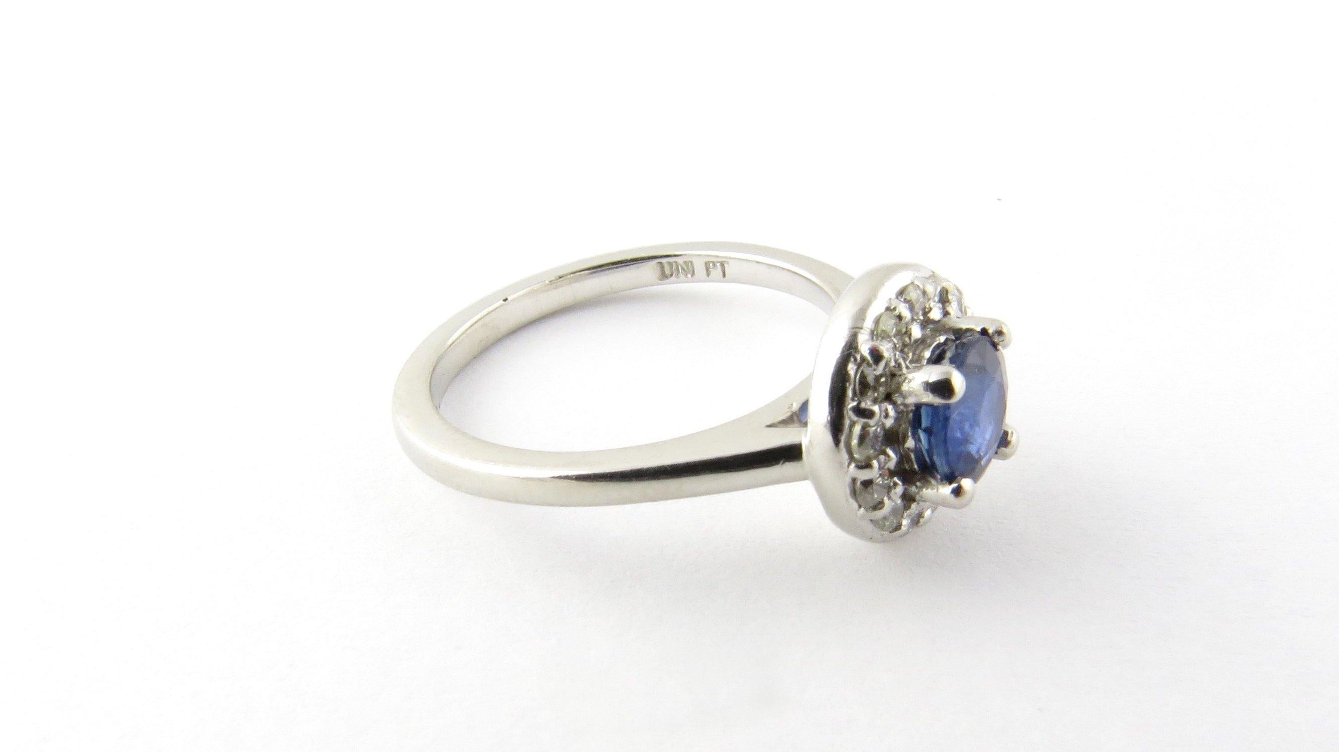 Women's Platinum Natural Blue Sapphire and Diamond Ring Size 4.5 For Sale