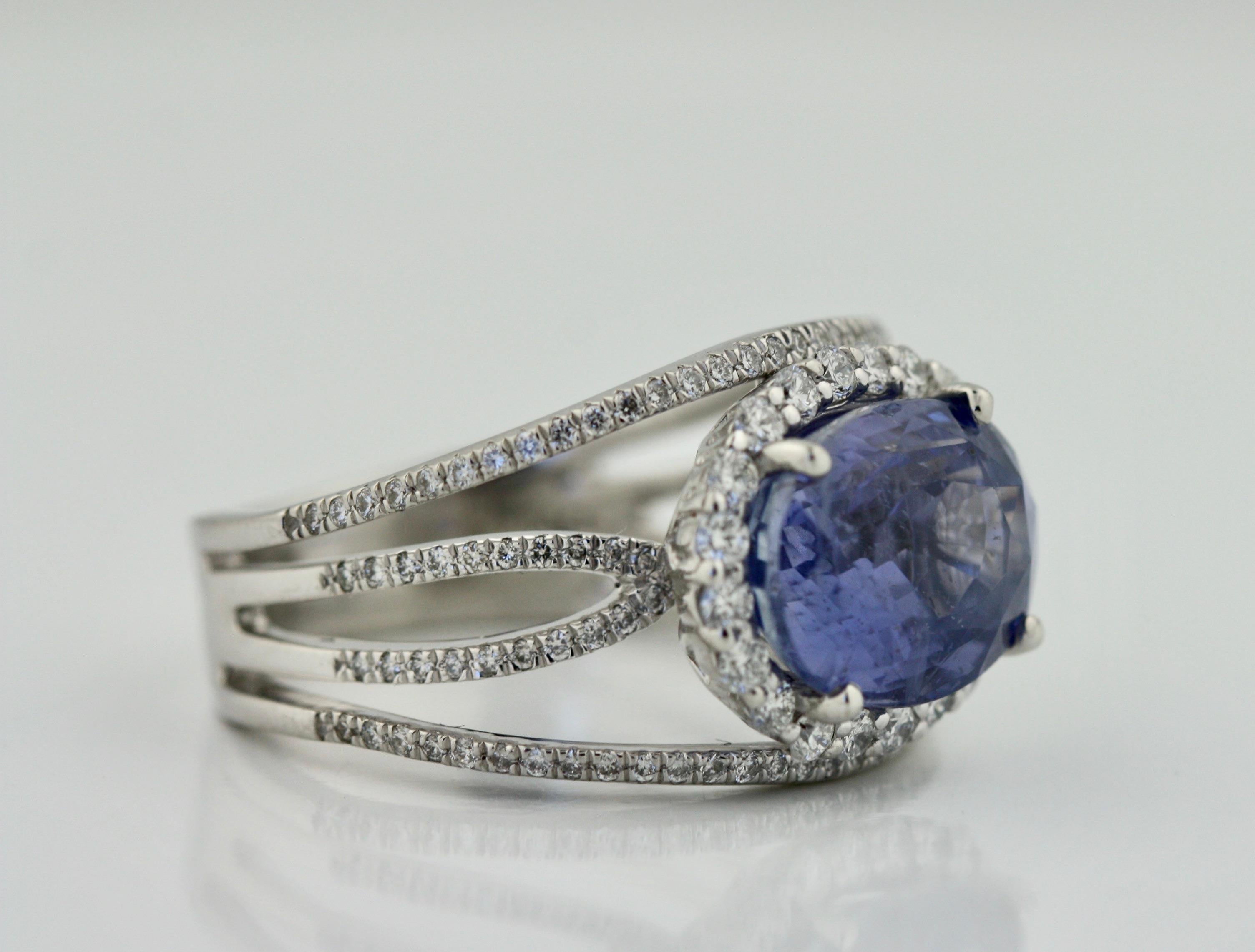 Women's or Men's Platinum, Sapphire and Diamond Ring